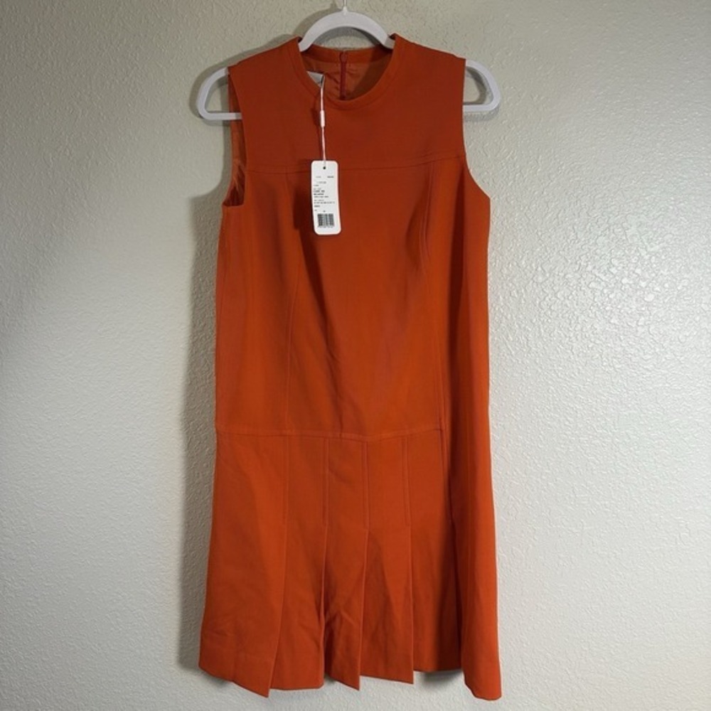 Akris Punto Dress Bodycon Knee Length Sleeveless Pleated 10 Spring Easter Wool - Picture 2 of 8